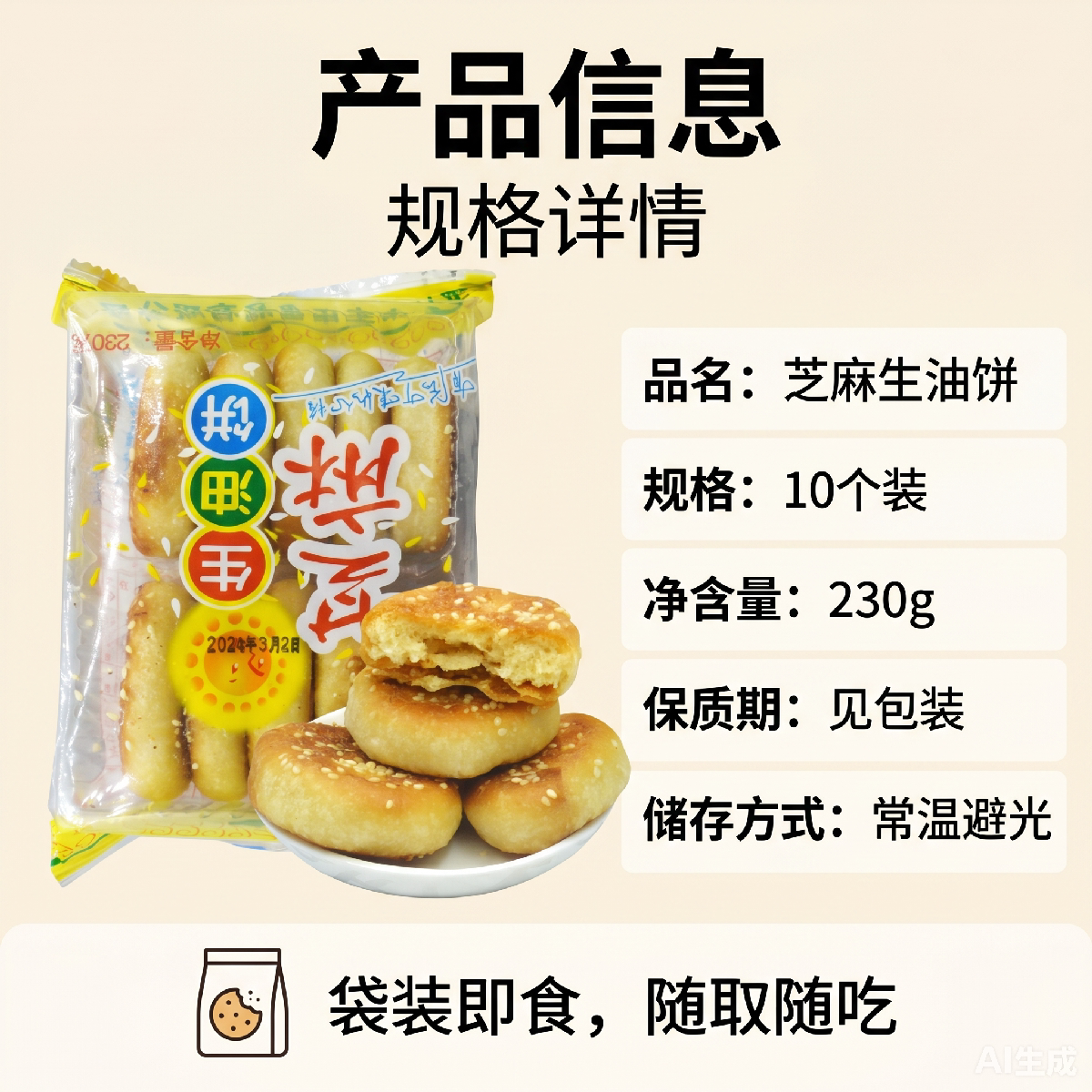 广西老式生油饼 手工芝麻酥饼 传统怀旧早餐糕点零食
