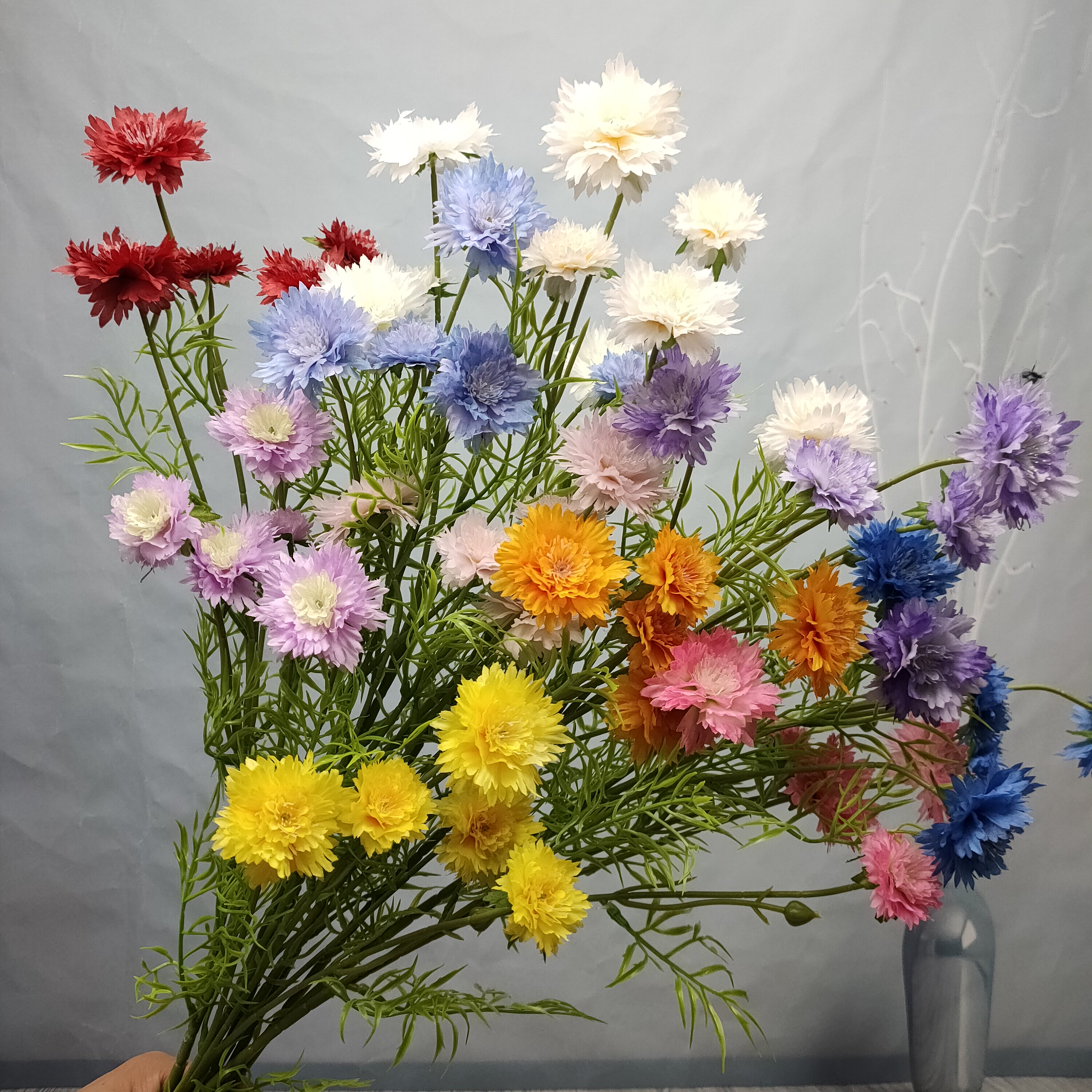 五头矢车菊婚庆仿真花清仓批发