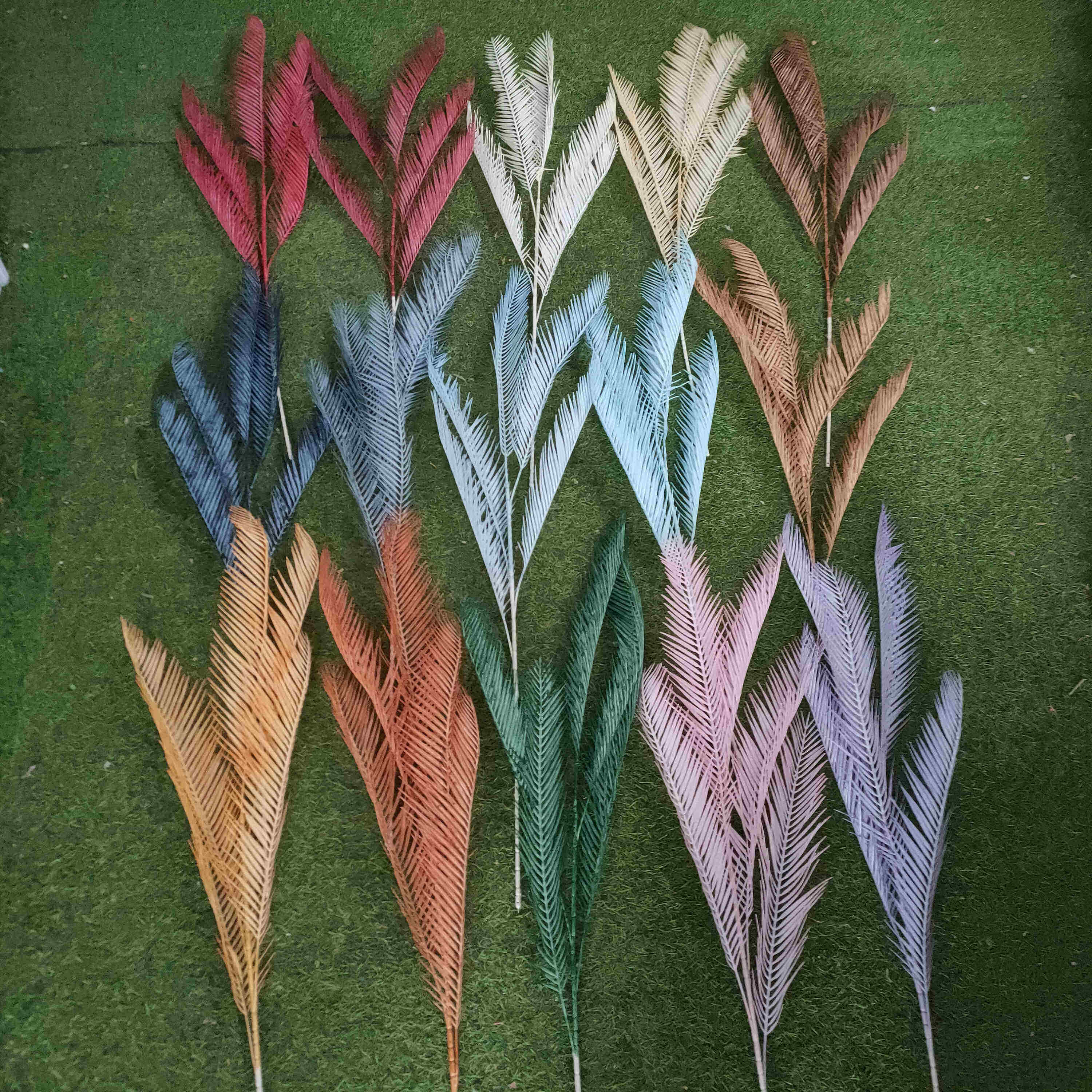 厂家直销五叉铁树叶仿真花高枝j假花婚庆地排花挑高叶材