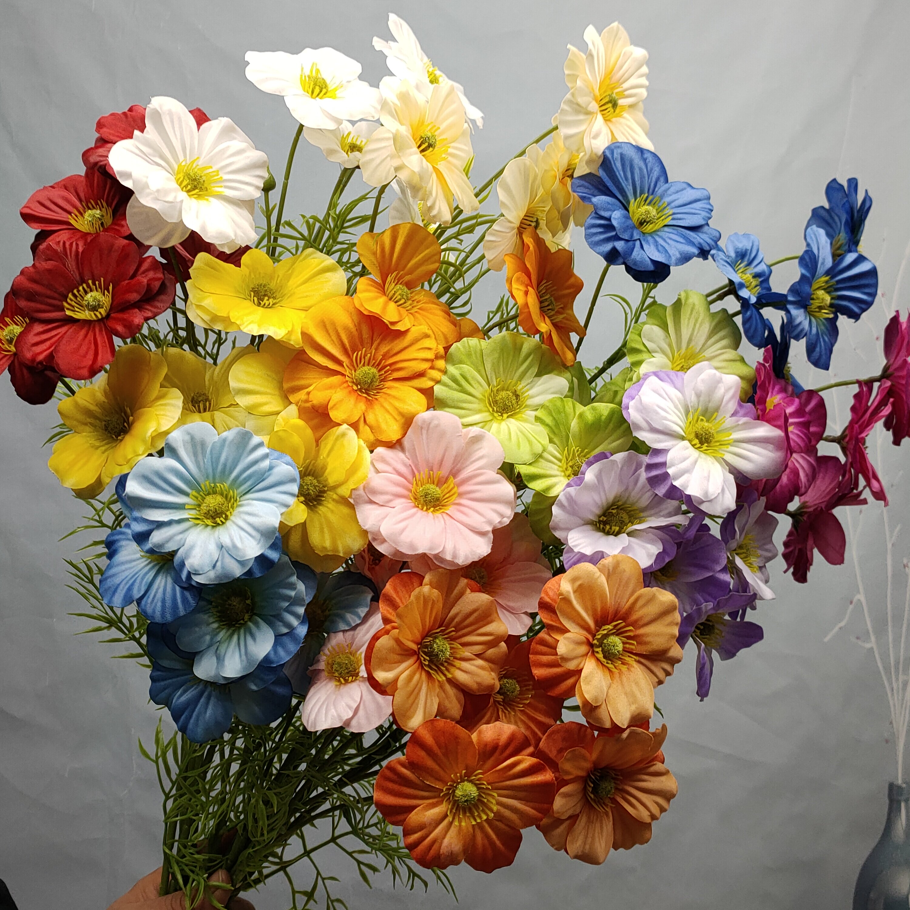 五头蝴蝶花婚庆仿真花清仓批发