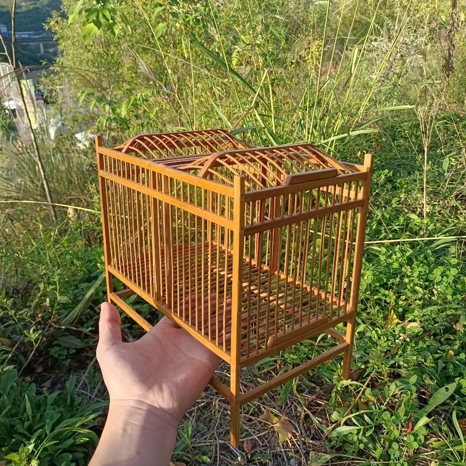 黄豆腾鸟笼养笼打比赛专用公平笼高脚款贵州凯里老竹制作绣眼鸟笼