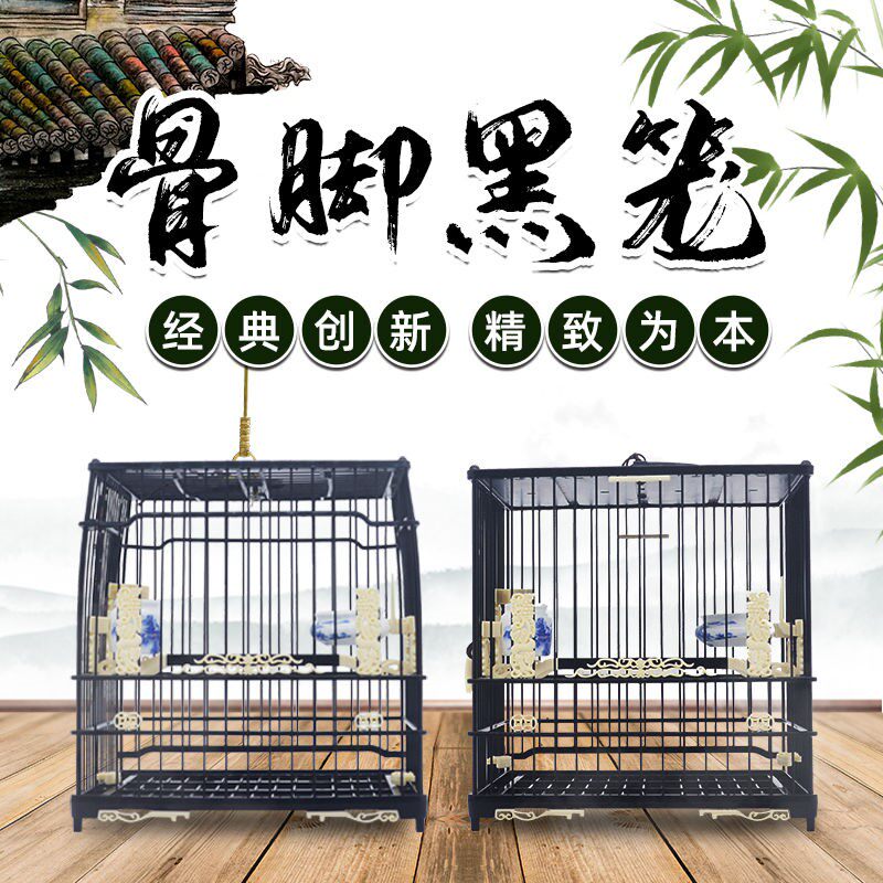 老鬼南京绣眼鸟笼柳莺贝子方顶小鸟板笼塑钢纤维笼骨色脚花黑亮笼