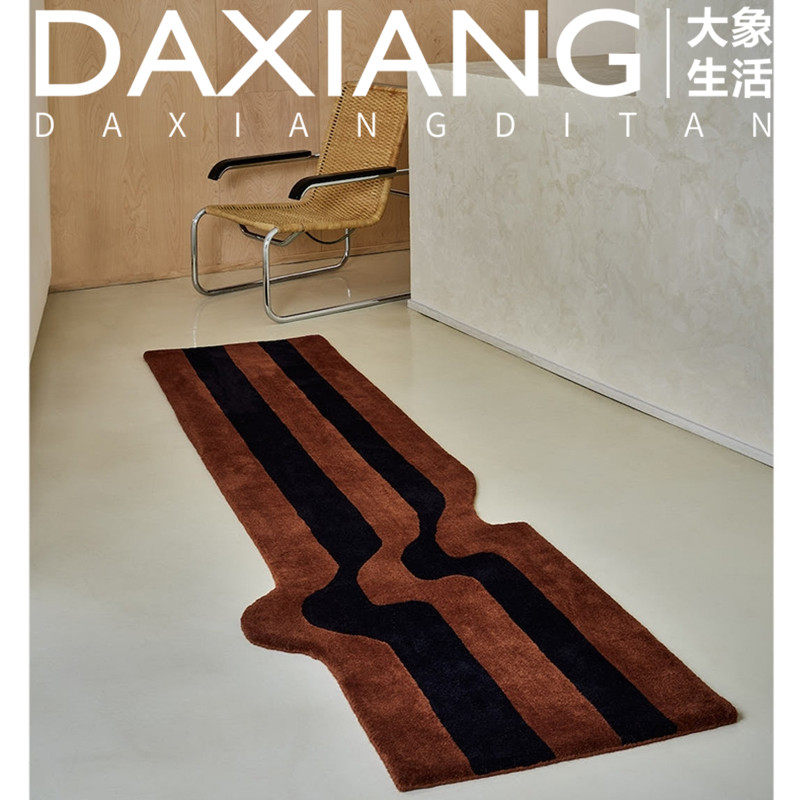 轻奢条纹欧美客厅茶几沙发地毯简约意式卧室书房衣帽间床边床尾毯