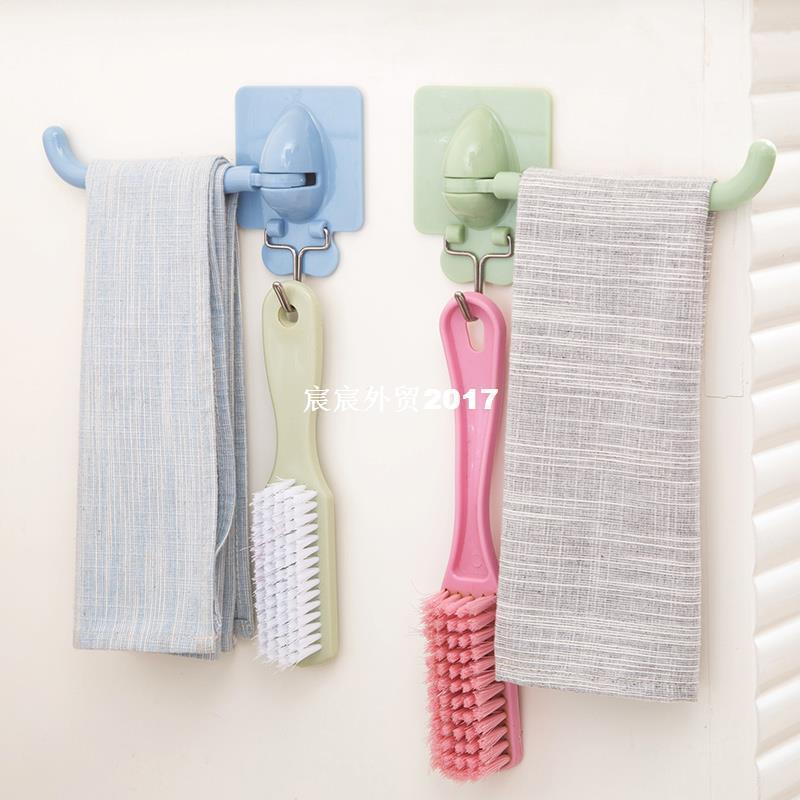 2pcs Self-adhesive rotatable wall hook Wall-mounted stick ha