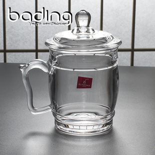 耐热透明玻璃会议杯带盖带把手茶杯防烫防尘冷热通用牛奶早餐杯家