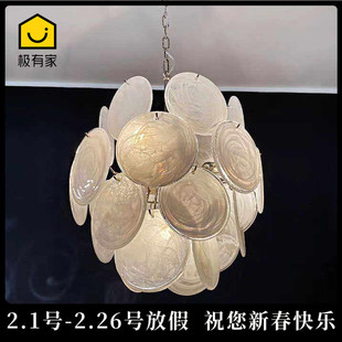 法式Murano中古穆拉诺吊灯设计师款轻奢卧室餐厅复古手工玻璃吊灯