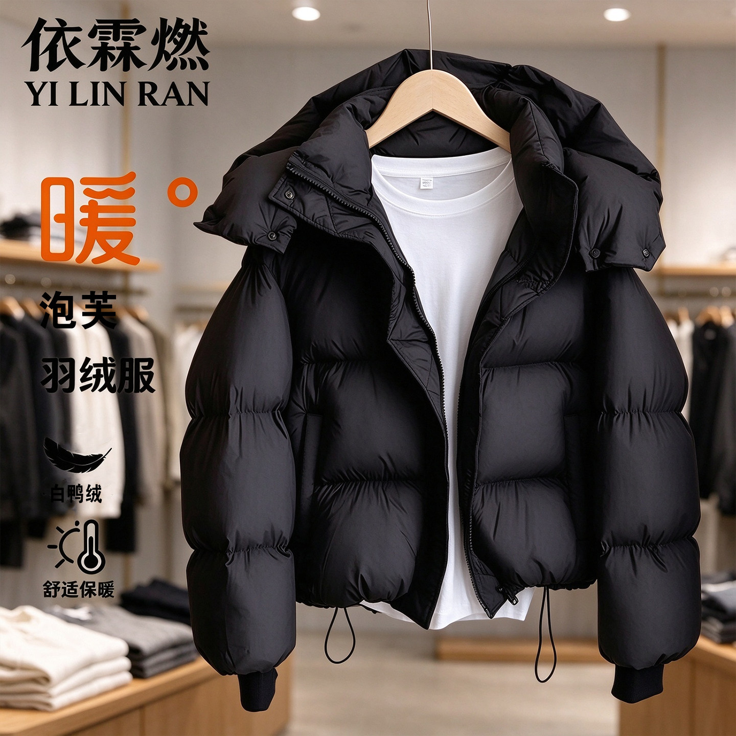 泡芙羽绒服新款白鸭绒羽绒服女短款2026冬新款韩版羽绒服女款爆款
