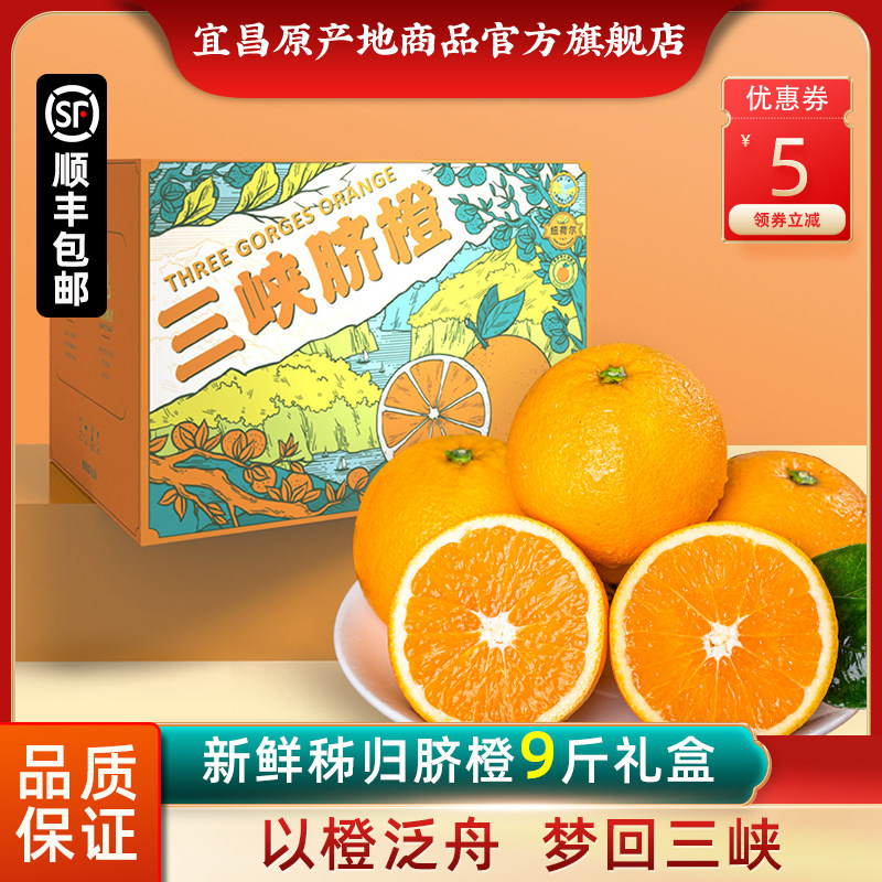 秭归鲜橙9斤新鲜橙子当季水果冻手剥整箱宜昌三峡水果礼盒夏橙