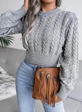 autumnwinter trendy european cable knit waist-fitted