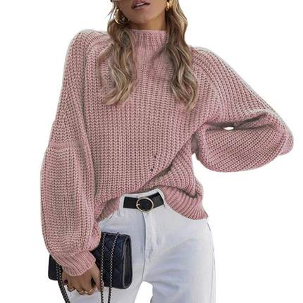 women sweater for warm winter pullover with round neck