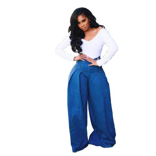 Women's Sexy High Waist Pleated Wide Leg Pants