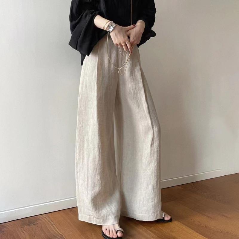 for high-end leg high loose waist pants wide floor-length