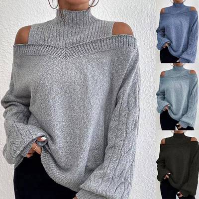Off-shoulder high-end sweater for women loose half-high