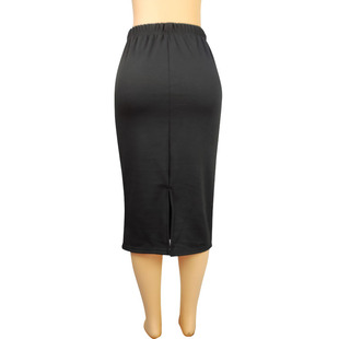 straight Thick solid slimming skirt slit black knitted