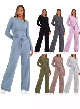 pleated color trousers casual waist sleeve with suit Solid