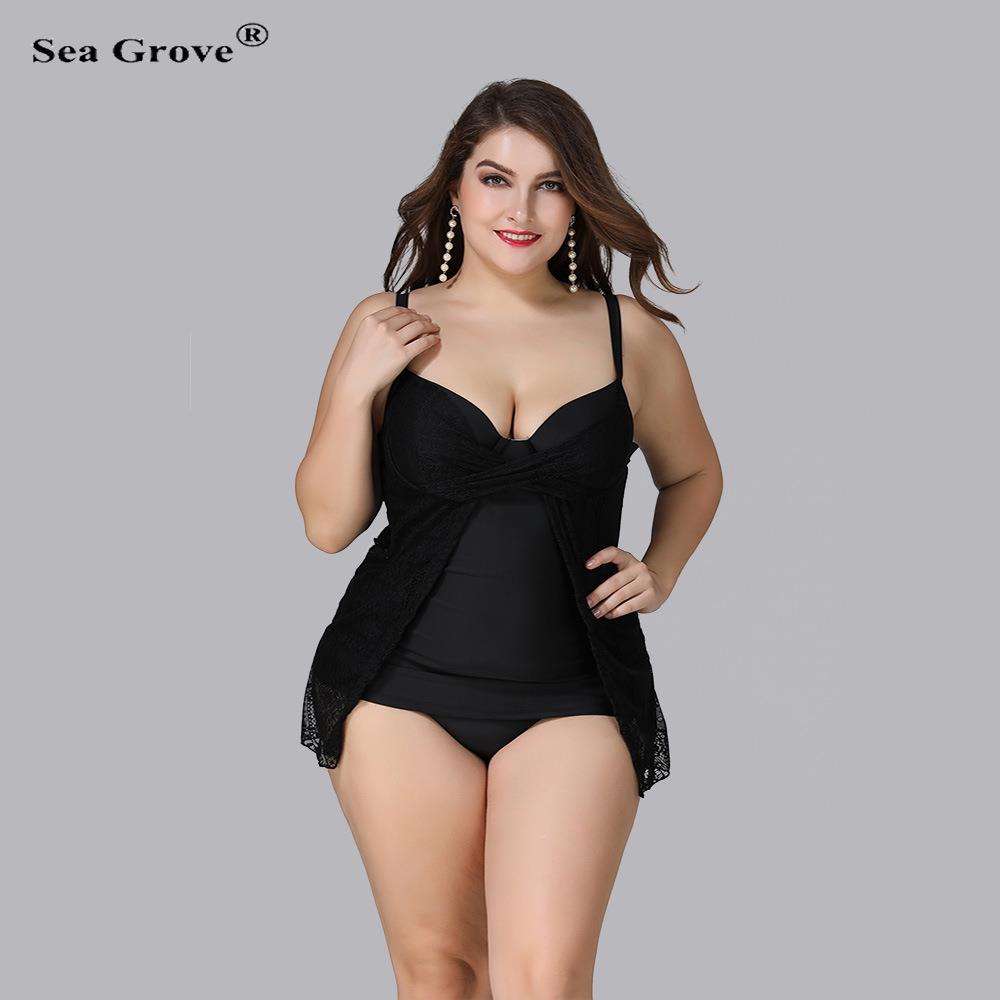 Black mesh split swimsuit plus size swimsuit fat woman slim