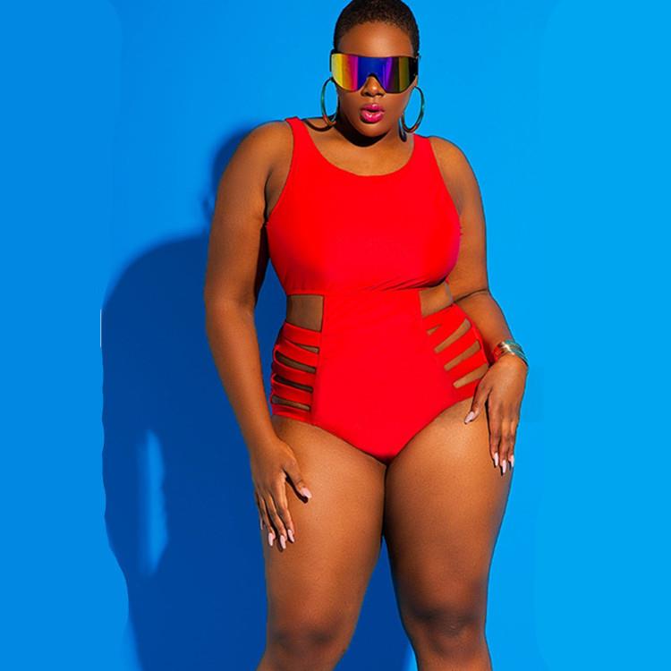Womens Plus Size Fat Woman Swimsuit High Waist Strap