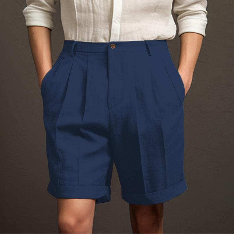 Pleated Comfort Button Shorts Shorts Shorts Plain Short