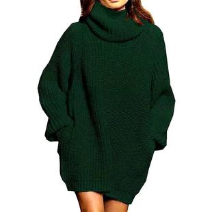 Sweater Fashion Women Long Turtleneck Dress Sweater Sleeve