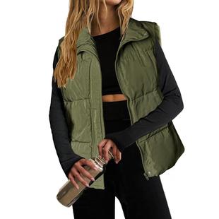 Collar Lightweight Stand Warm Sleeveless Padded Womens Vest