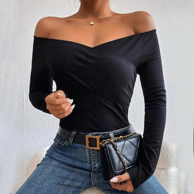 elegant sexy off shoulder bodysuits women fashion crossed