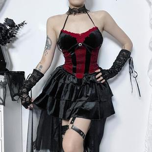 red camis sexy lace corset goth aesthetic tops crop black