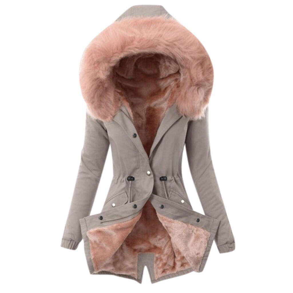collar fleece and drawstring with coat cotton slim-fit
