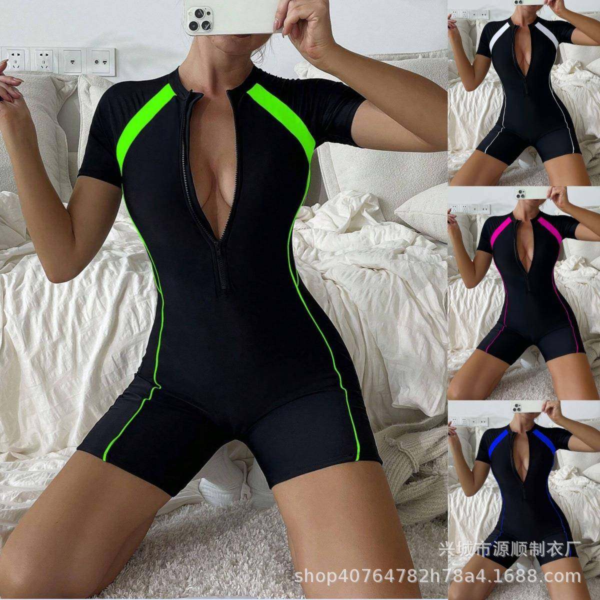 swimsuit long sun boxer women sleeve Two-piece protection