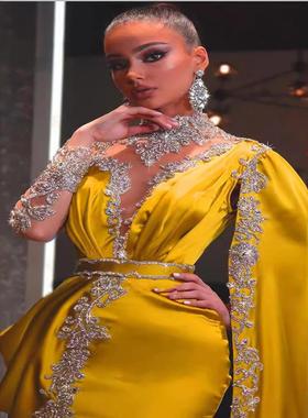 sparkly yellow mermaid evening pageant dresses long crystal
