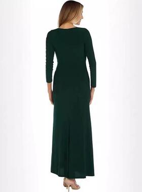 Evening Gown Bodycon V Neck Side Ruches and Slits Long