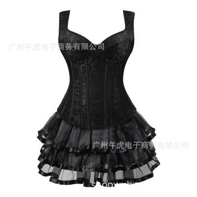 womens sexy jacquard lace up overbust corset bustiers dress