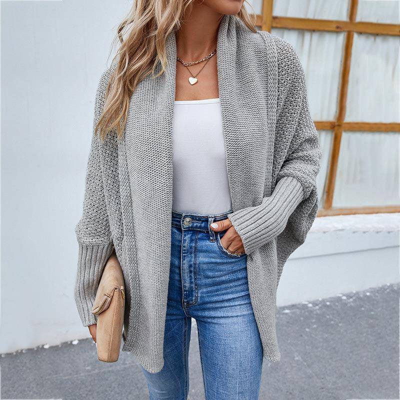 women for coat sweater cardigan sleeve bat color solid