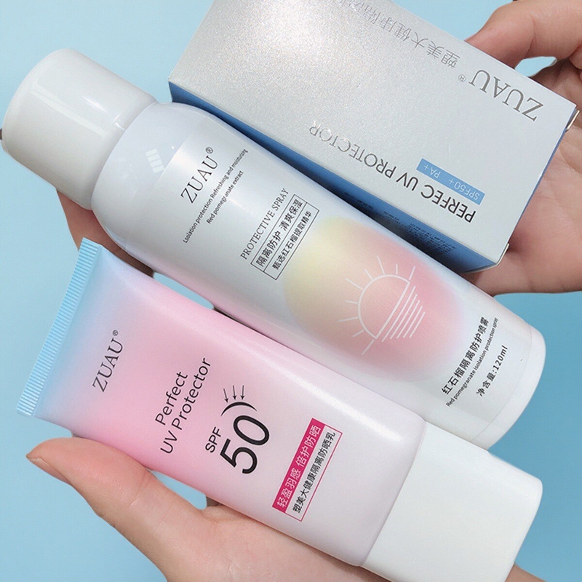 防晒霜女面部全身美白保湿防护防紫外线学生军训红石榴喷雾隔离霜