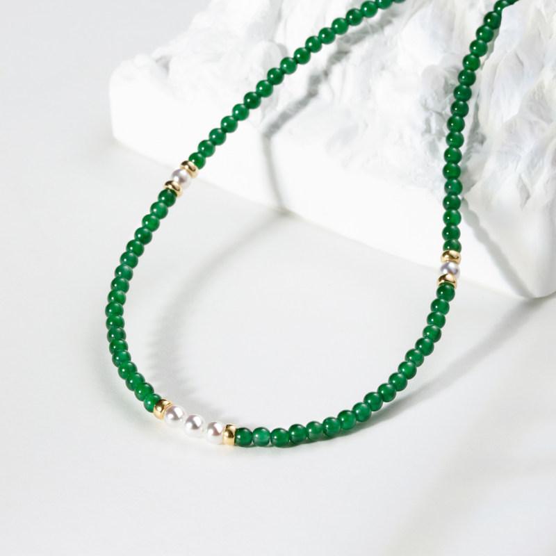 GiO珠宝18K金Akoya海水珍珠翡翠小米珠项链女手链新中式