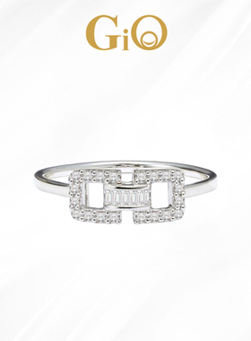 GiO珠宝 18K金钻石戒指璀璨群镶真钻时尚优雅款节日送礼物