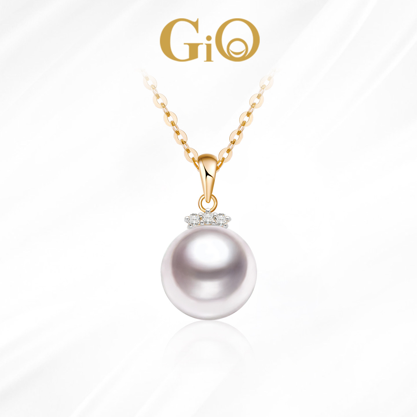 GiO珠宝 海水珍珠项链18K金akoya吊坠小灯泡颈链锁骨链天女级