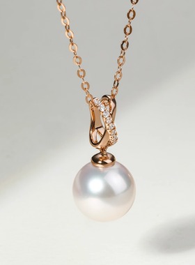 GiO珠宝 海水Akoya珍珠项链钻石18K金吊坠女时尚百搭礼物