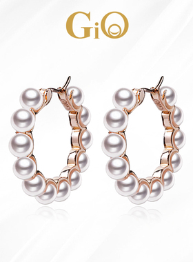 GiO珠宝 Akoya海水珍珠耳环18K金耳钉耳饰气质耳圈高级感轻奢时尚