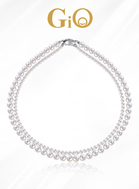 GiO珠宝 淡水珍珠项链女双层小米珠珠串锁骨链赵丽颖同款颈链