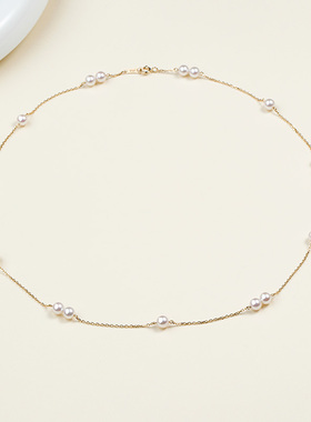 GiO珠宝满天星项链女18K金海水小珍珠手链锁骨链淡水珍珠套装爆款