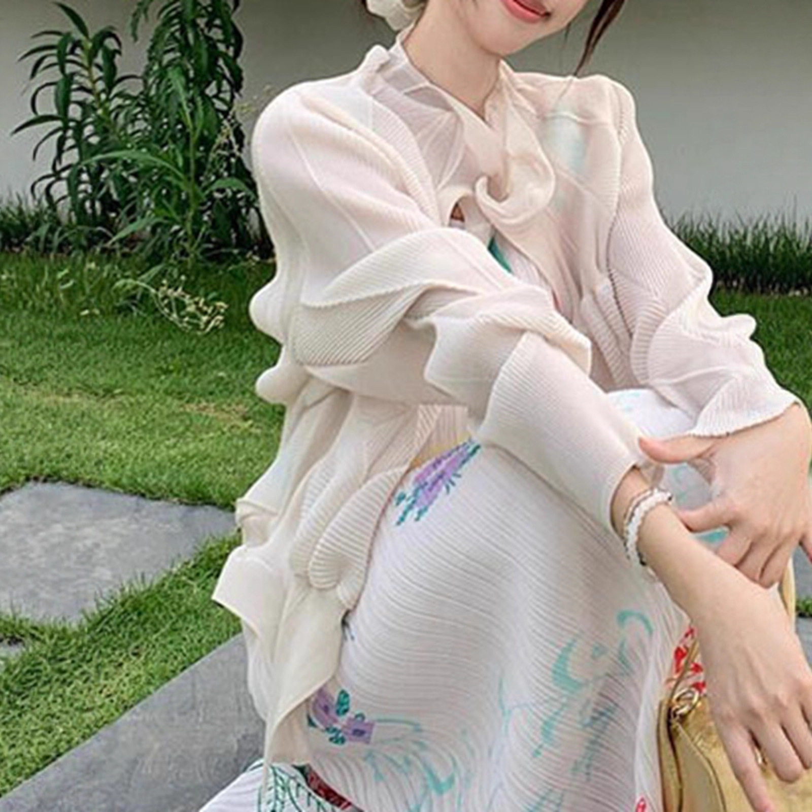 不规则褶皱衬衫女设计感小众防晒披肩独特漂亮减龄款上衣开衫女士