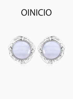 [鹭卓同款]OINICIO初印月震系列蓝纹玛瑙耳钉气质耳饰生日礼物