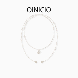 [新品]OINICIO初印南柯系列蕾丝鱼尾吊坠珍珠毛衣链双层叠戴项链