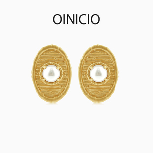 [新品]OINICIO初印南柯系列蕾丝圆盘珍珠耳环女生日礼物小众耳饰