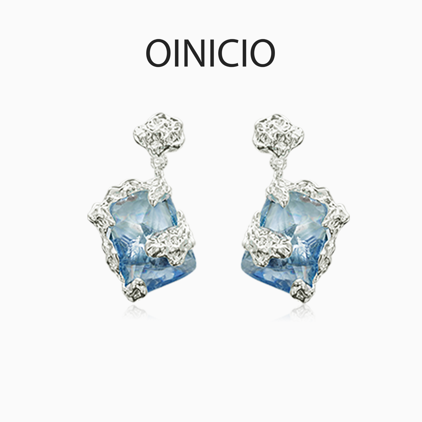 OINICIO海蓝锆石纹理耳钉送女友