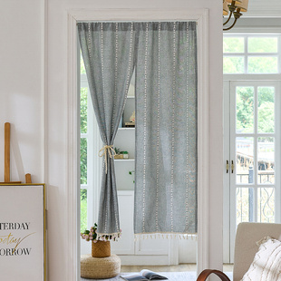 日系棉麻门帘半帘短帘卧室厨房免打孔半截帘客厅隔断帘玄关帘长帘