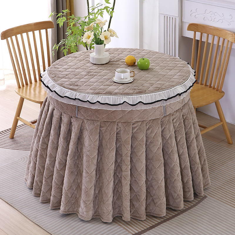 新款纯色圆形烤火桌罩套