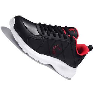 乔丹男鞋黑红色跑步鞋2025冬款皮面防水波鞋减震运动鞋正品旅游鞋