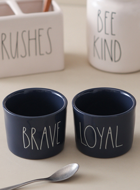 RD蓝色小碗布丁碗简约字母舒芙蕾烤盅炖汤甜品碗布丁杯烤碗小吃碗