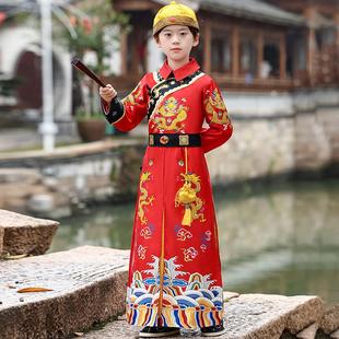 清朝太子阿哥服装男童古装唐装满族皇子贝勒王爷皇帝龙袍演出冬季